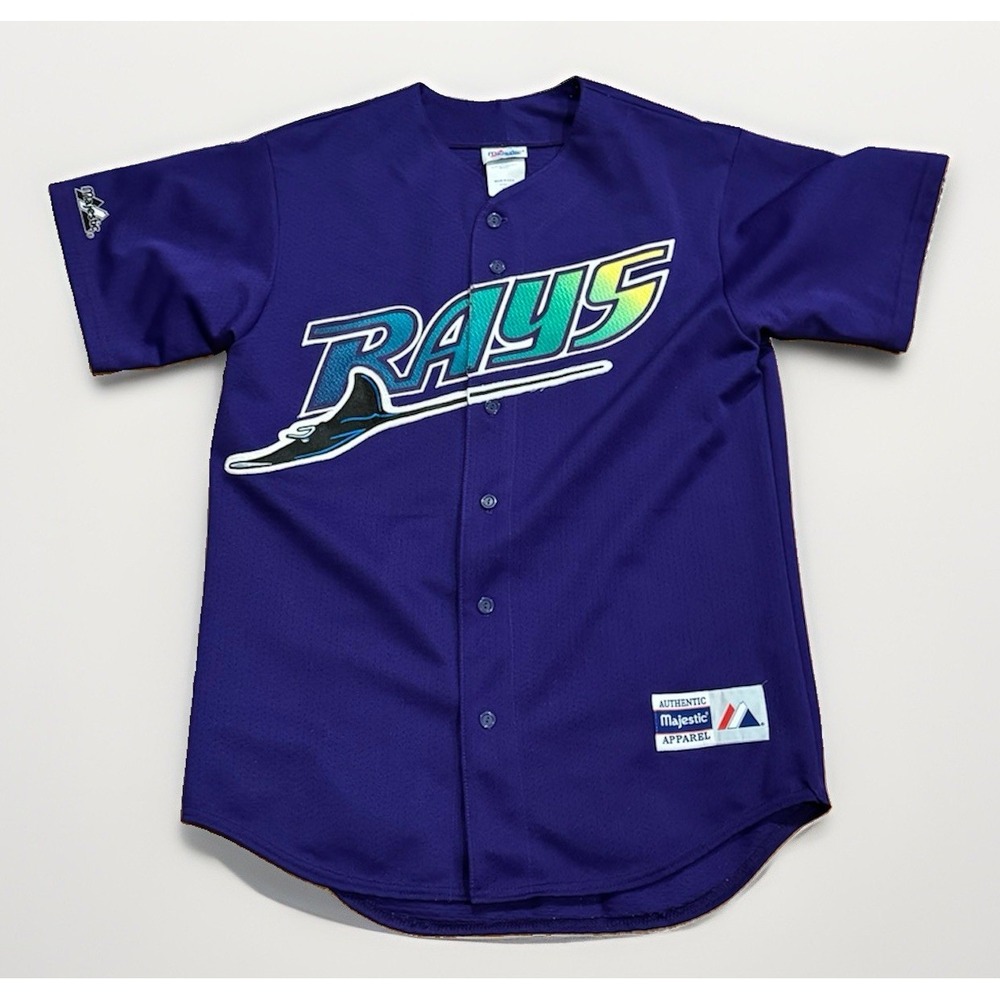 Vintage Tampa Bay Devil Rays Jersey Mens Medium Purple MLB Baseball Majestic 90s